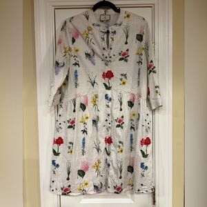 Tuckernuck Cream Floral Royal shirt dress